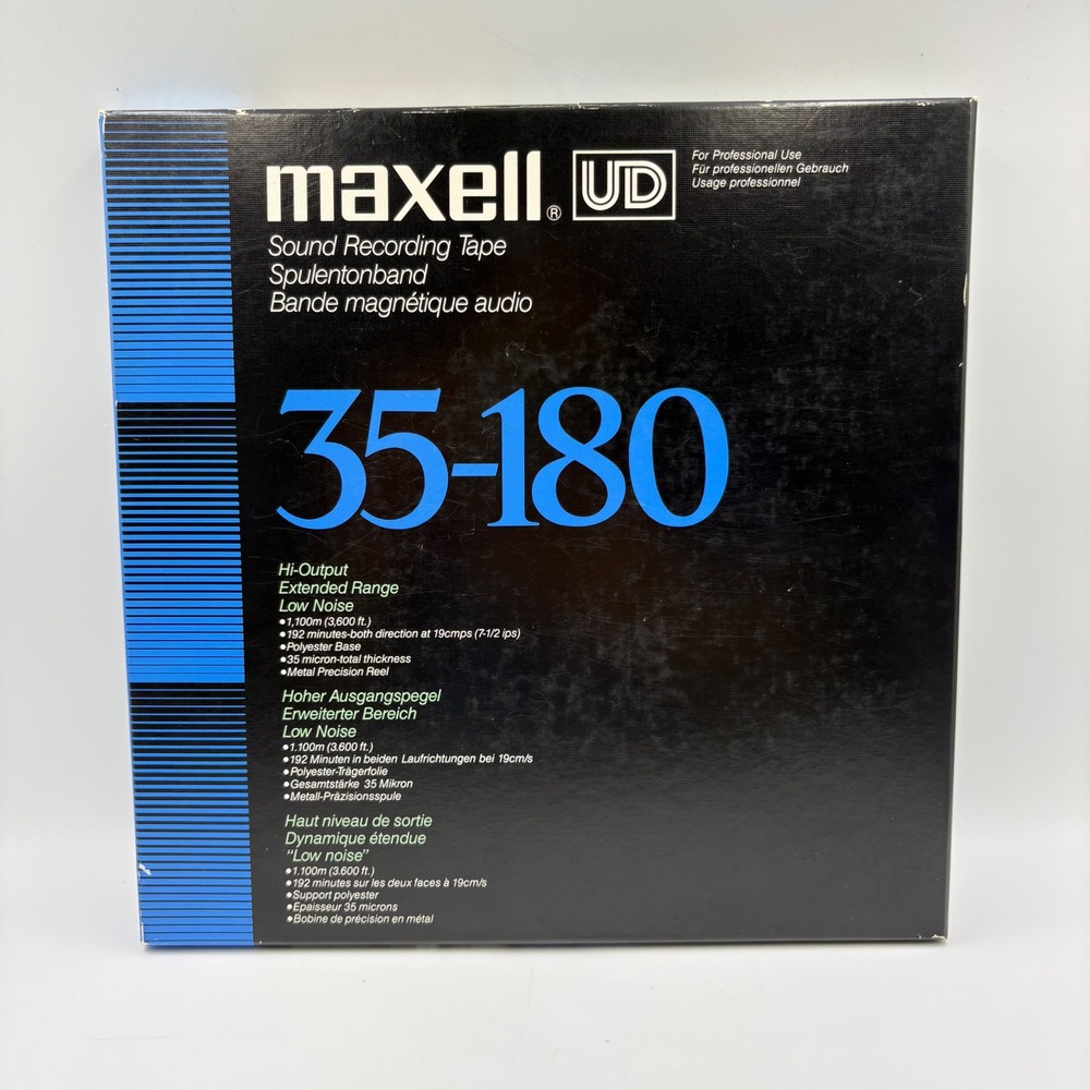 Maxell UD 35-180 Reel to Reel Tape 10.5" Metal Reel Silver Like New Hi-Output